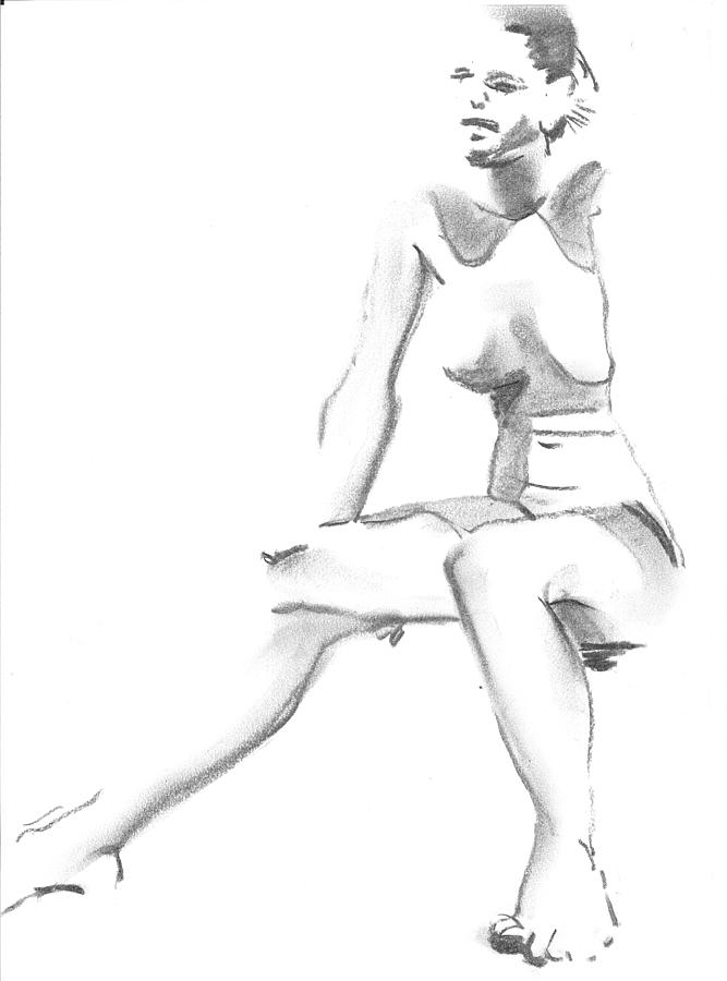 Sitting Drawing by Marica Ohlsson