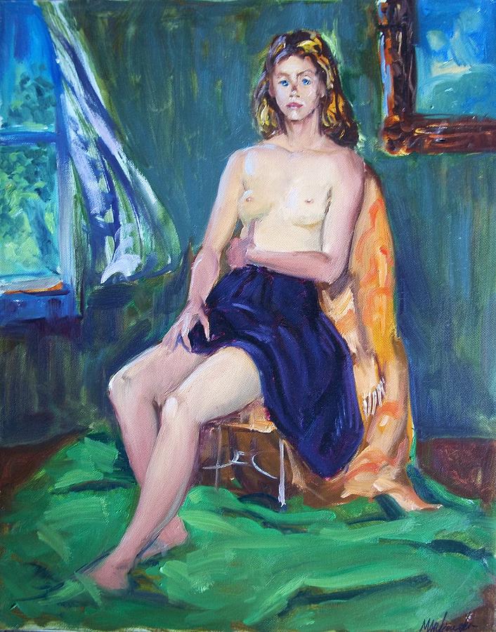 Vintage Painting - Sitting Nude by Aileen Markowski