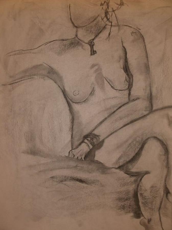 Sitting Nude Drawing by Samantha Lusby