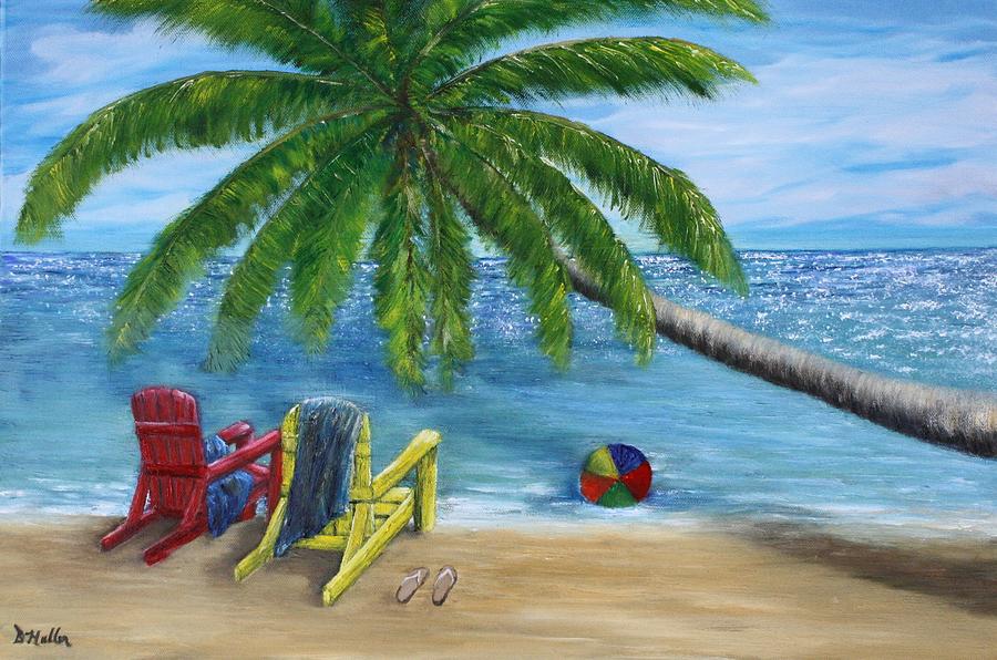 Sitting on the Beach Painting by Donna Muller