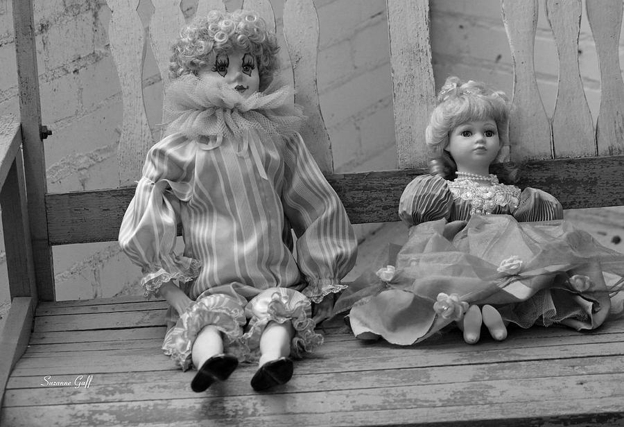 Doll Photograph - Sitting Pretty in Black and White by Suzanne Gaff