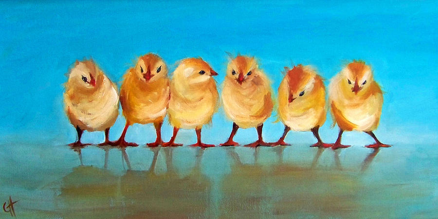Animal Painting - Six Chicks by Cari Humphry