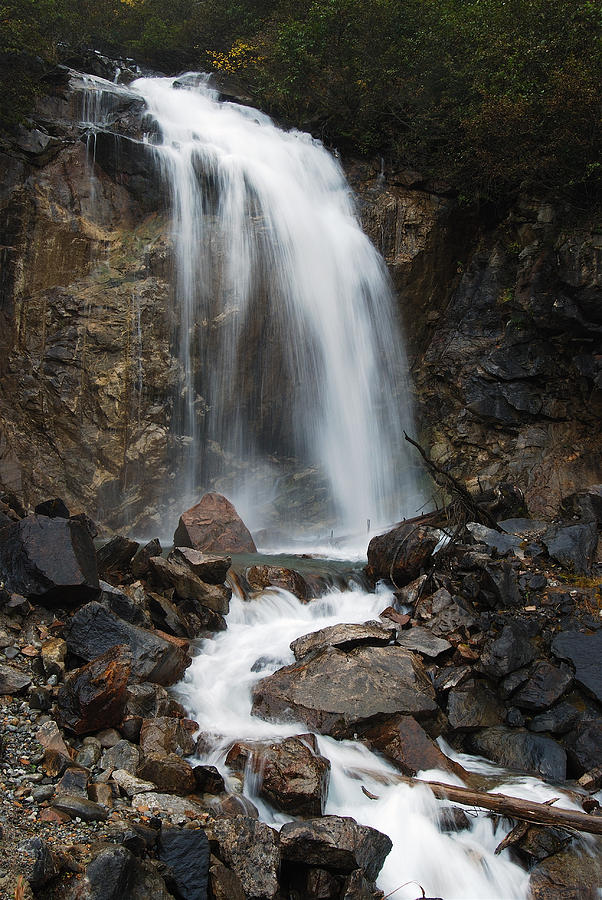 Waterfall Photograph - Skagway Alaska waterfall 8576 by Michael Peychich