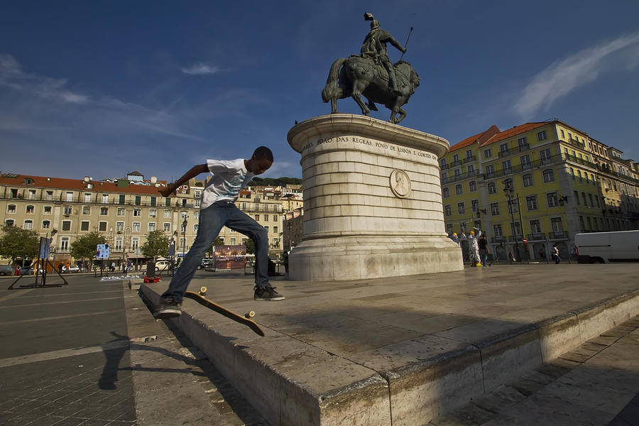 skateboarder in Lisbon Photograph by Sven Brogren