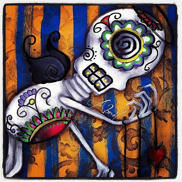 Instagram Photograph - Skeleton Painting by Abril Andrade