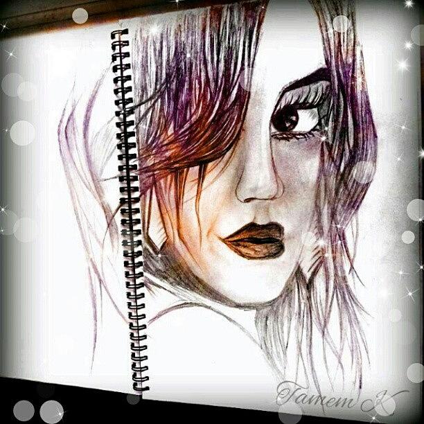 Sketch Photograph - #sketch #girl #comic #eyes #art #lips by K H   U   R   A   M