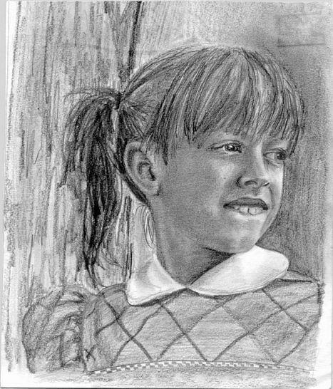 Sketch of Myself as a Child Drawing by Katherine Huck Fernie Howard