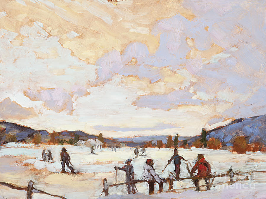 Landscape Painting - Ski Day by Chula Beauregard