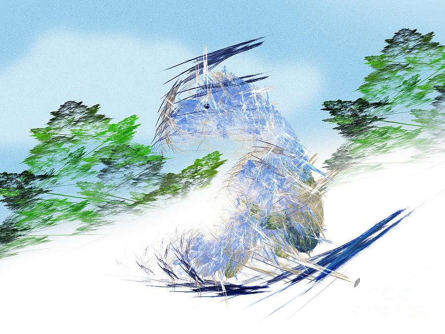 Ski Sledding Blue Polar Bear Digital Art by Andee Design