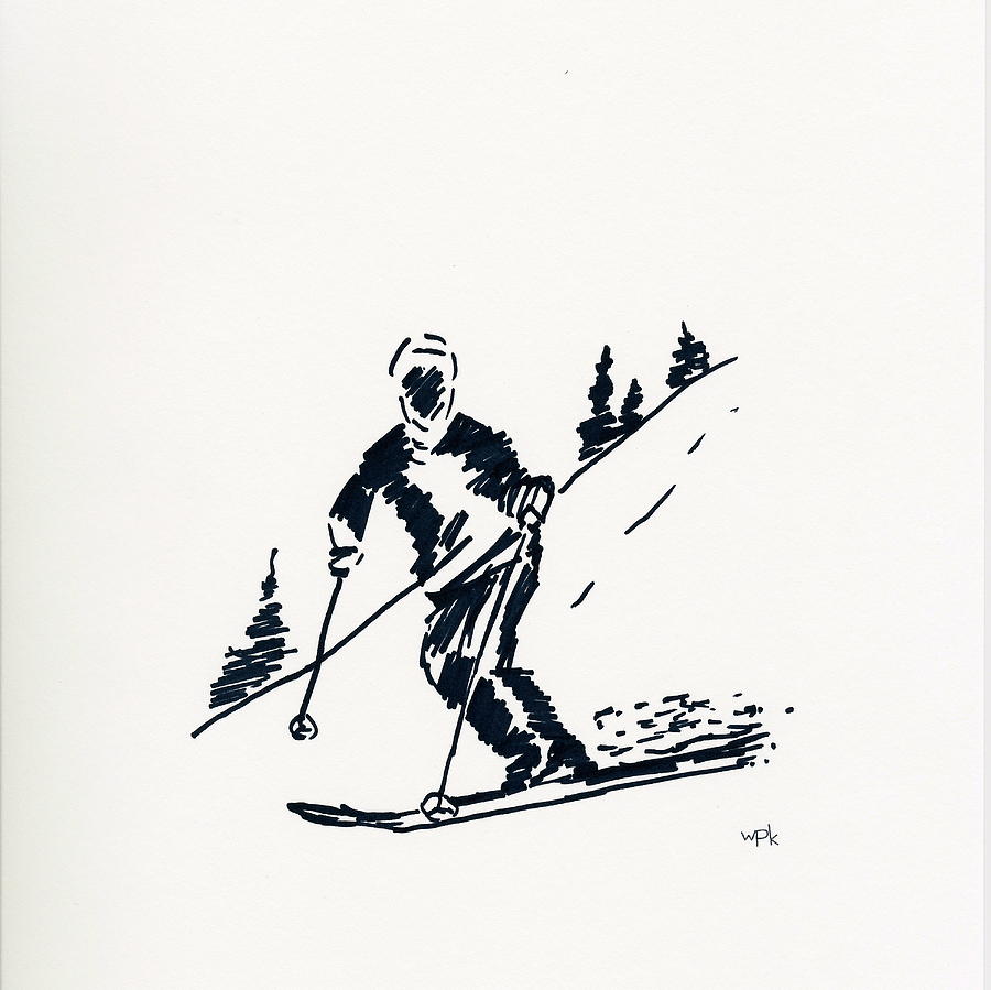 Georgetown University Drawing - Skier IV by Winifred Kumpf