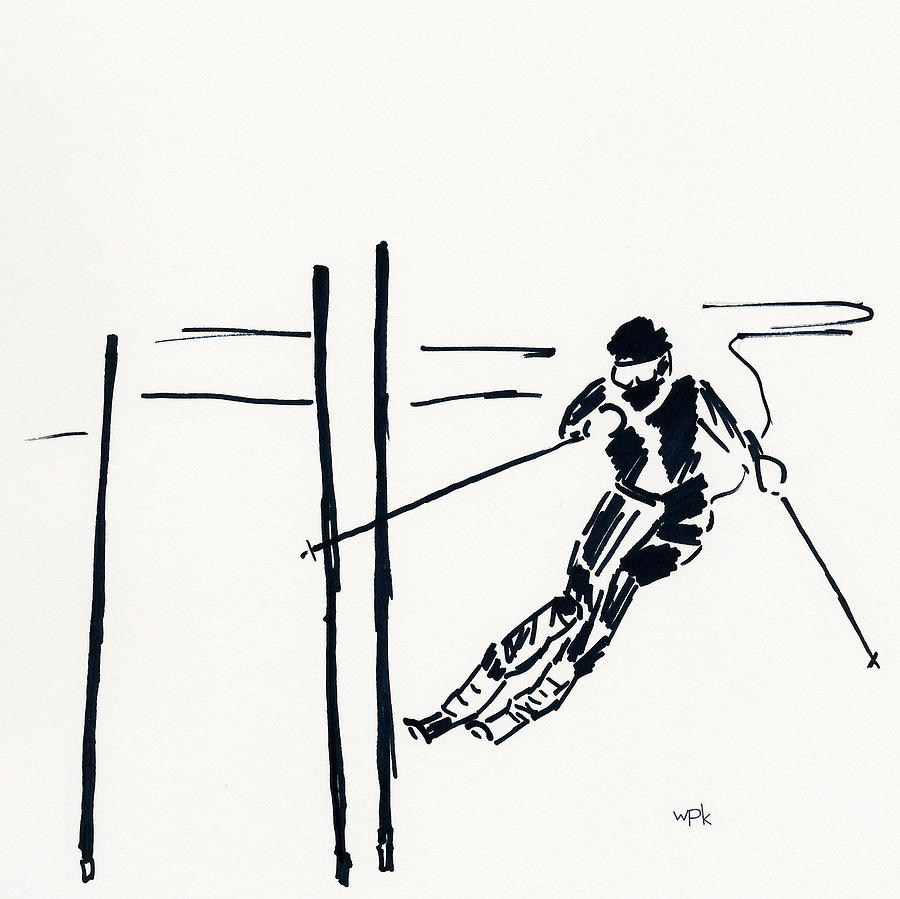 Georgetown University Drawing - Skier VI by Winifred Kumpf
