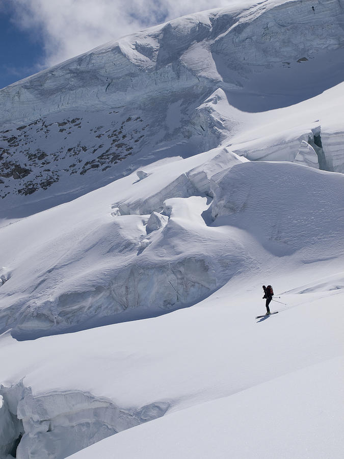 Skiing Between The Crevasses And Seracs Photograph by Axiom ...