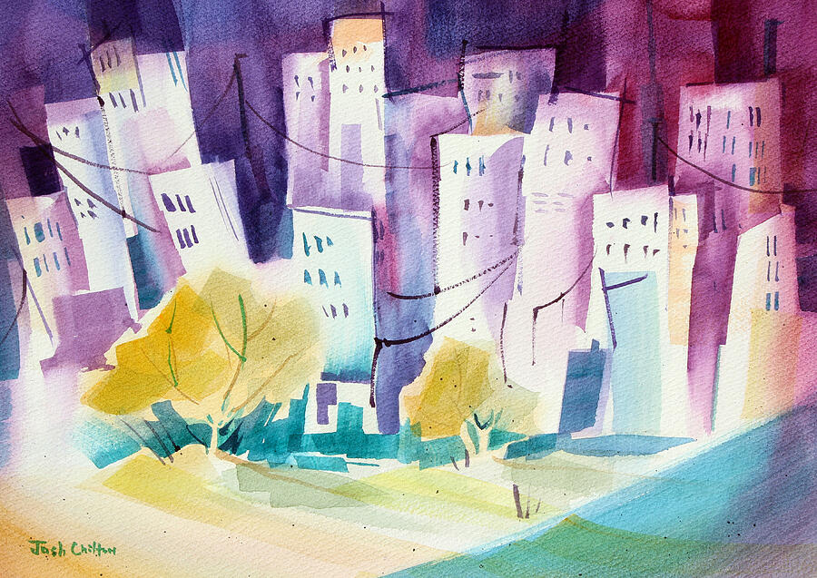 Cityscape Painting - Skip To The City. by Josh Chilton Cityscape Painting - Skip To The City. by Josh Chilton