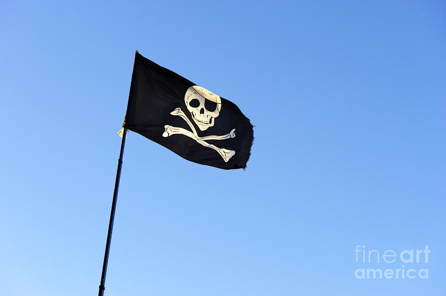 Skull And Crossbones On Pirates Flag On Blue Sky Photograph By Sami Sarkis Fine Art America 4936