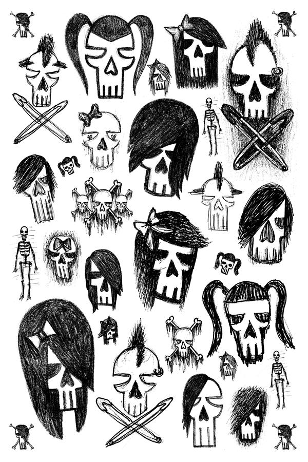 Skull Sketches 5 of 6 Digital Art by Roseanne Jones