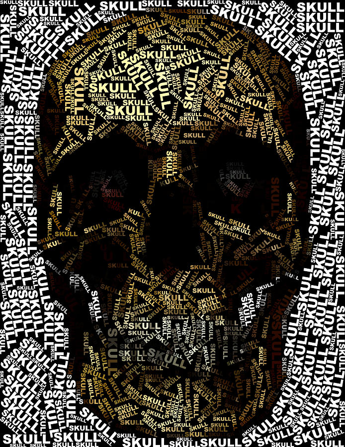 Skull Text Mosaic Digital Art - Skull Text Mosaic Fine Art Print