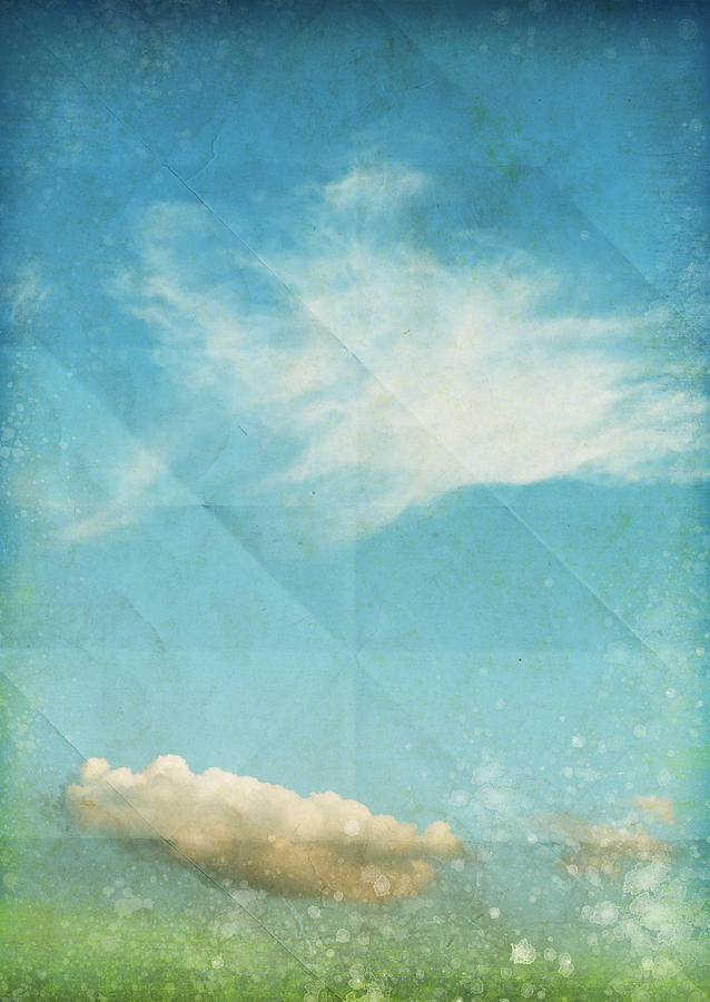 Abstract Photograph - Sky And Cloud On Old Grunge Paper by Setsiri Silapasuwanchai