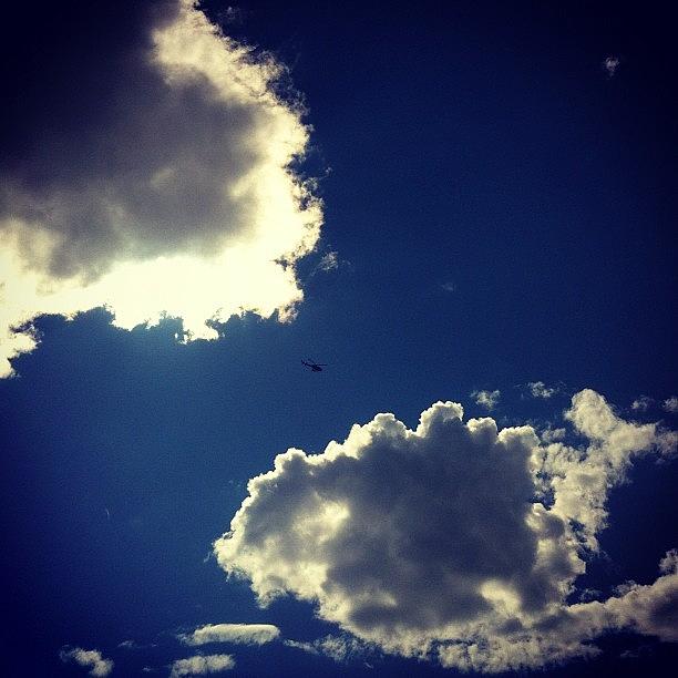 Helicopter Photograph - #sky #clouds #helicopter #blue #skyporn by Maygen Heap
