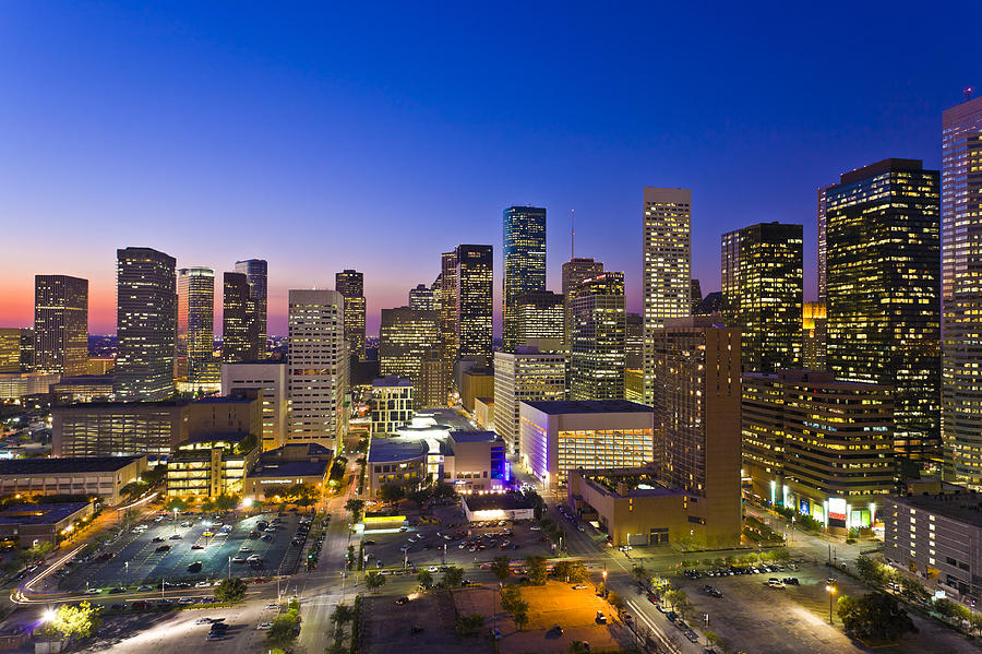 Skyline At Night/dusk, Houston, Usa Photograph by Stuart Dee