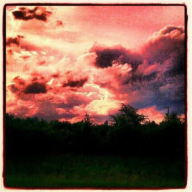 Nature Photograph - #skyline #sky #skyporn #clouds #pink by Chad Christensen