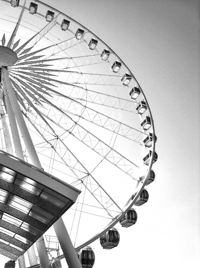 Black And White Photograph - Skywheel in Monochrome by Infinitimage Canada