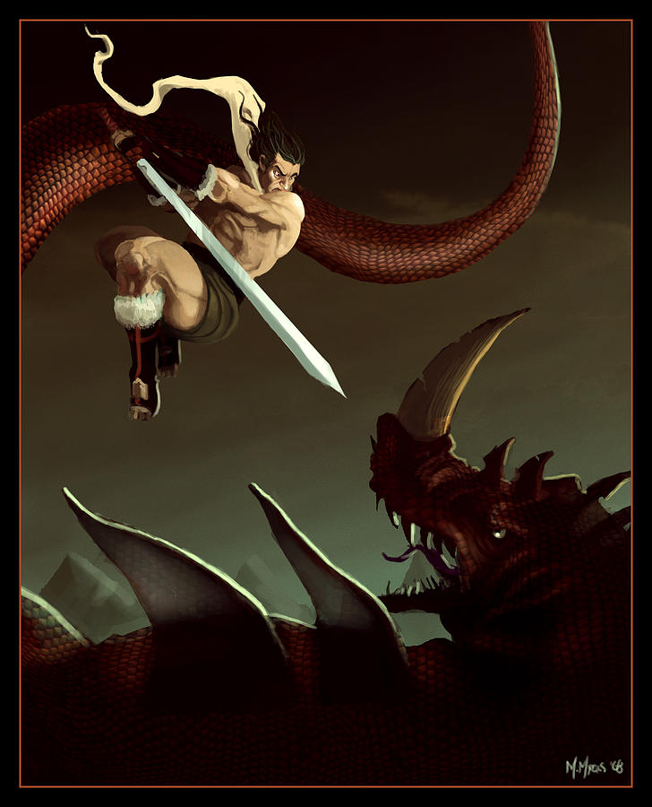 Dragon Digital Art - Slay the Dragon by Michael Myers