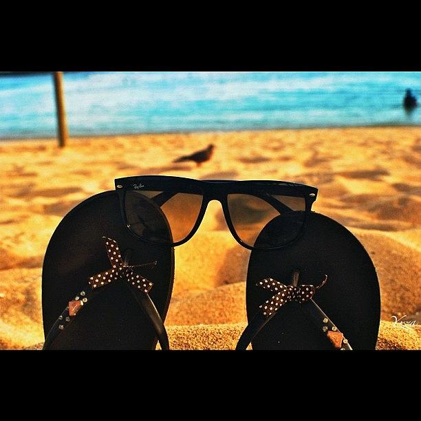 Summer Photograph - #slippers + #sunglasses + #beach by Yzza Sebastian