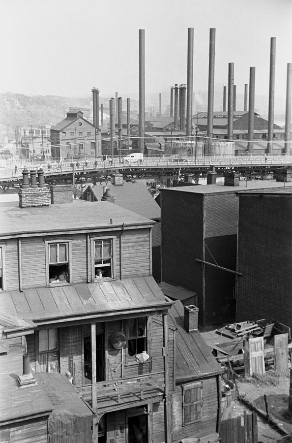 Pittsburgh Photograph - Slum Housing Near The Steel Mills by Everett