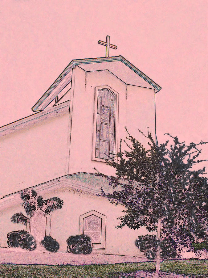 Architecture Photograph - Small Church in Pink by Rosalie Scanlon