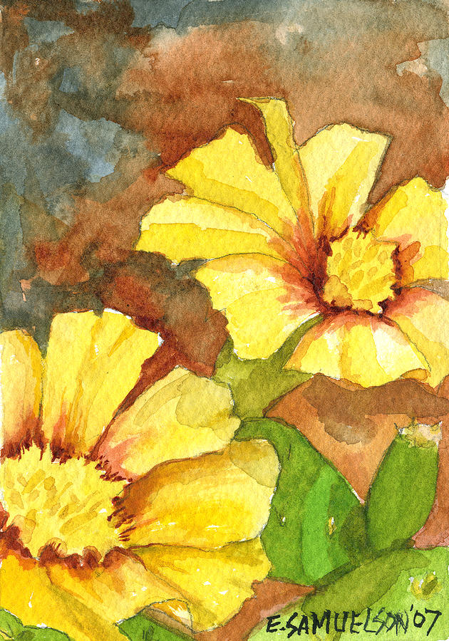 Small Yellow Flowers Painting by Eric Samuelson