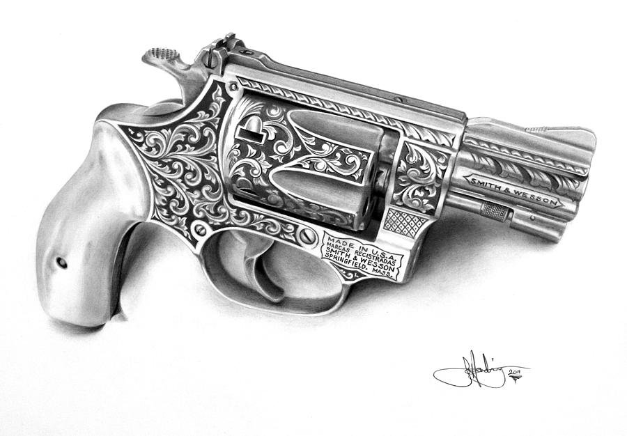 Smith Drawing - Smith and Wesson drawing by John Harding