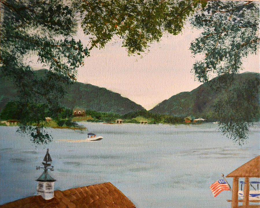 Smith Mtn. Lake  Painting by Nancy Sisco