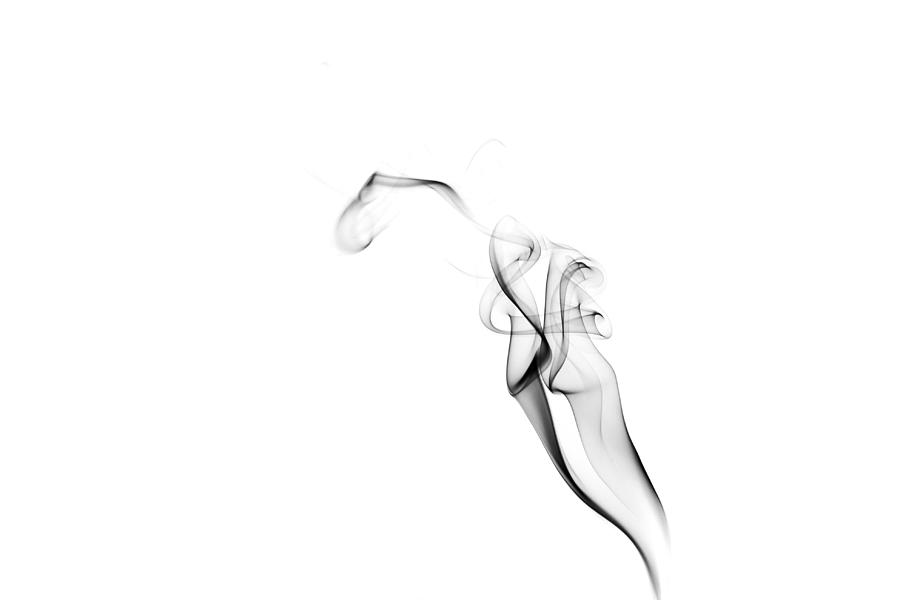 Black And White Photograph - Smoke Art Gray Smoke Against White Background by Stephanie McDowell