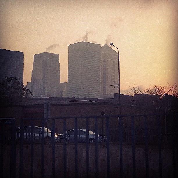London Photograph - Smoking Skyscrapers! #canarywharf #hsbc by Mike Hayford