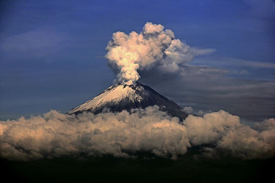  Smoking  Volcano  And Clouds Photograph by Cristobal Garciaferro