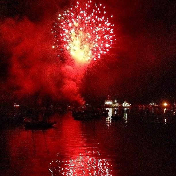 Smoky Red Fireworks in Falmouth Photograph by Rillaith Fine Art America