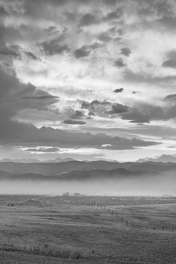 Smoky Sunset Over Boulder Colorado BW Photograph by James BO Insogna