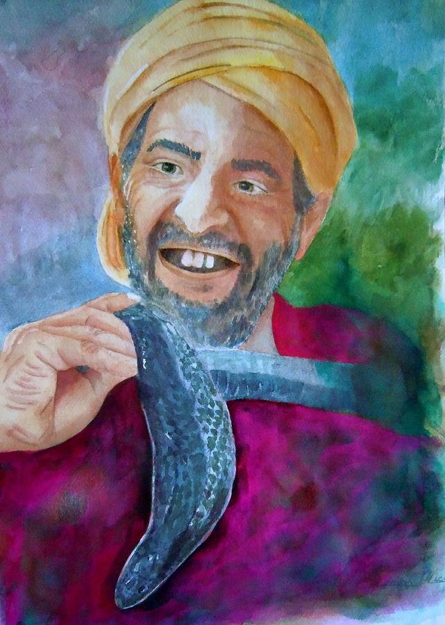 Snake Charmer - Tangier Morocco Painting by Sharon Mick