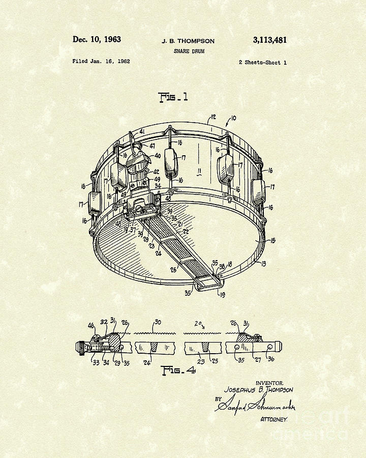 Snare Drum Patent Drawings-May Birthday Gift Ideas 05/18/1886 Printable Posters of 4 Styles INSTANT DOWNLOAD