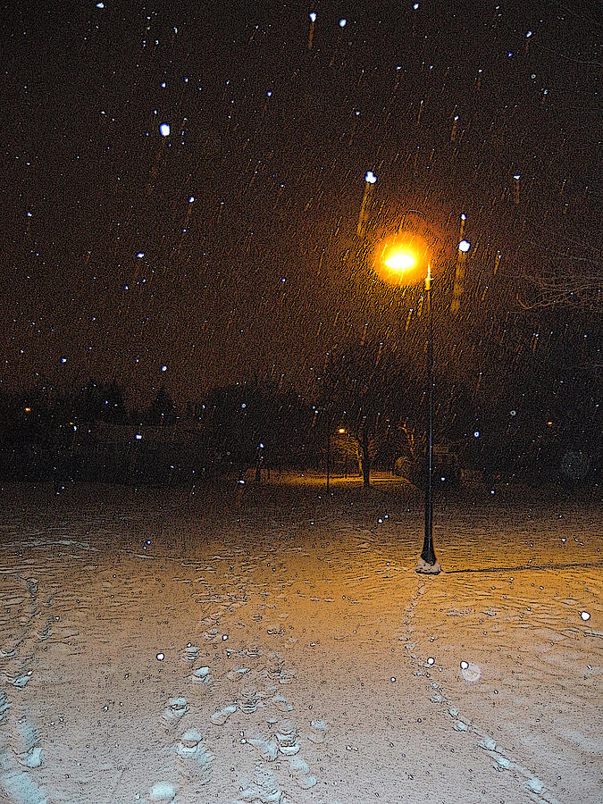 Camera Photograph - Snow by night by Dragan Kudjerski