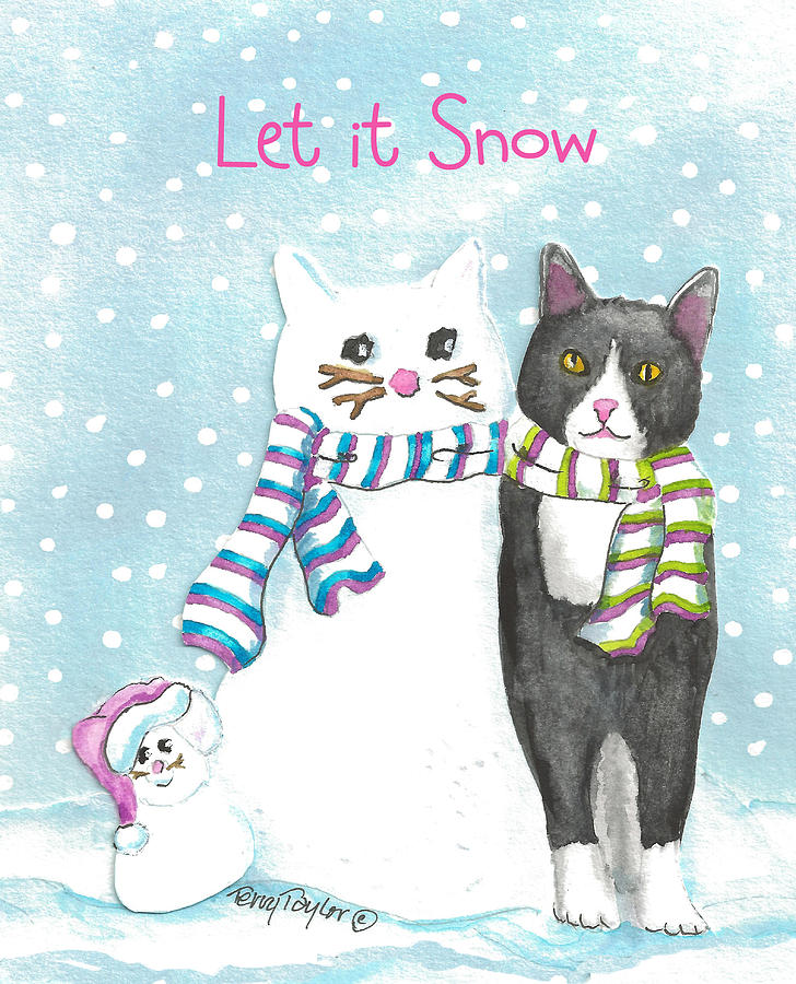 Cat Painting - Snow Cats by Terry Taylor