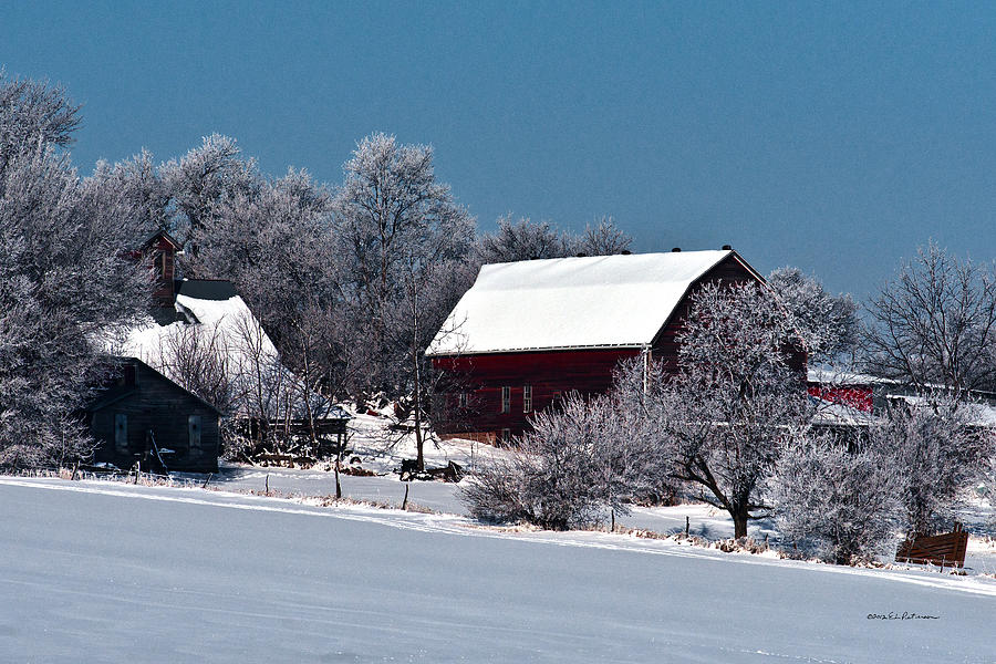 Snow Covered Barns Photograph by Ed Peterson