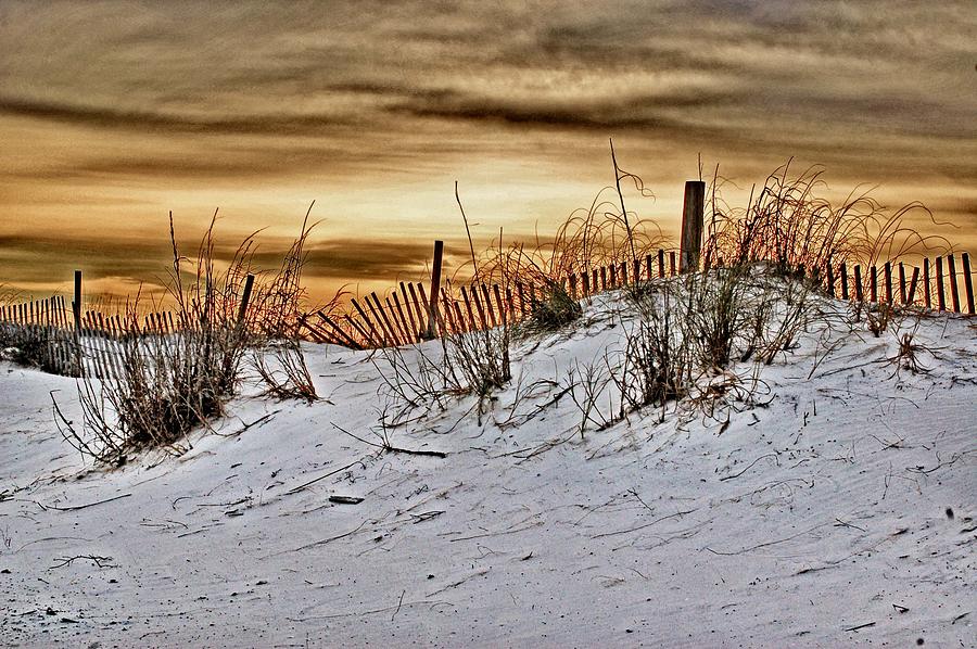 Snow fence on horizon Digital Art by Michael Thomas