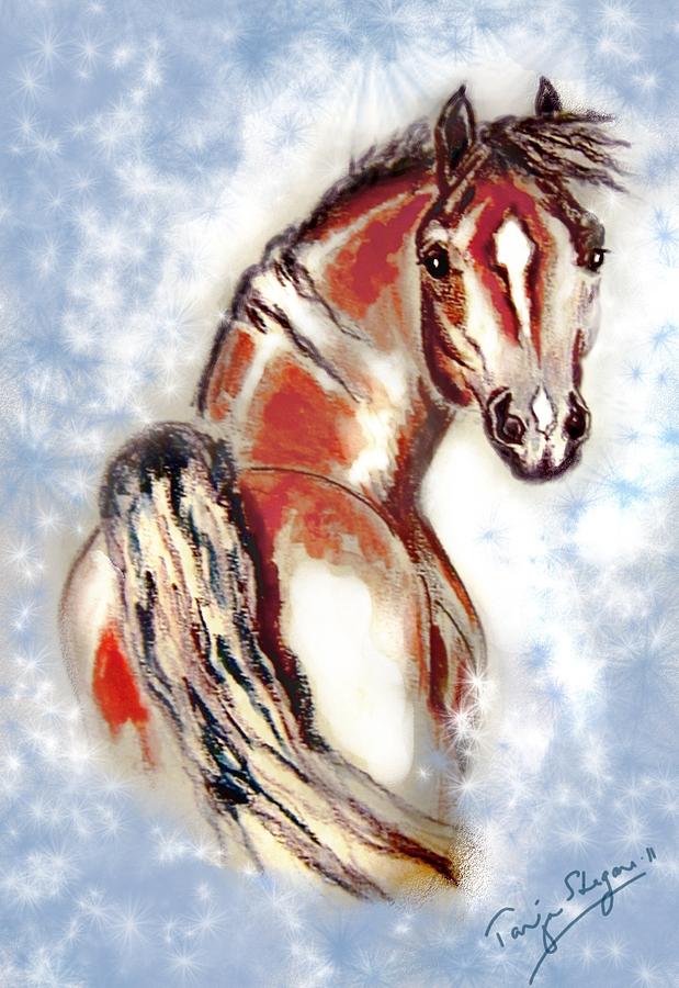 Horse Painting - Snow Time by Tarja Stegars