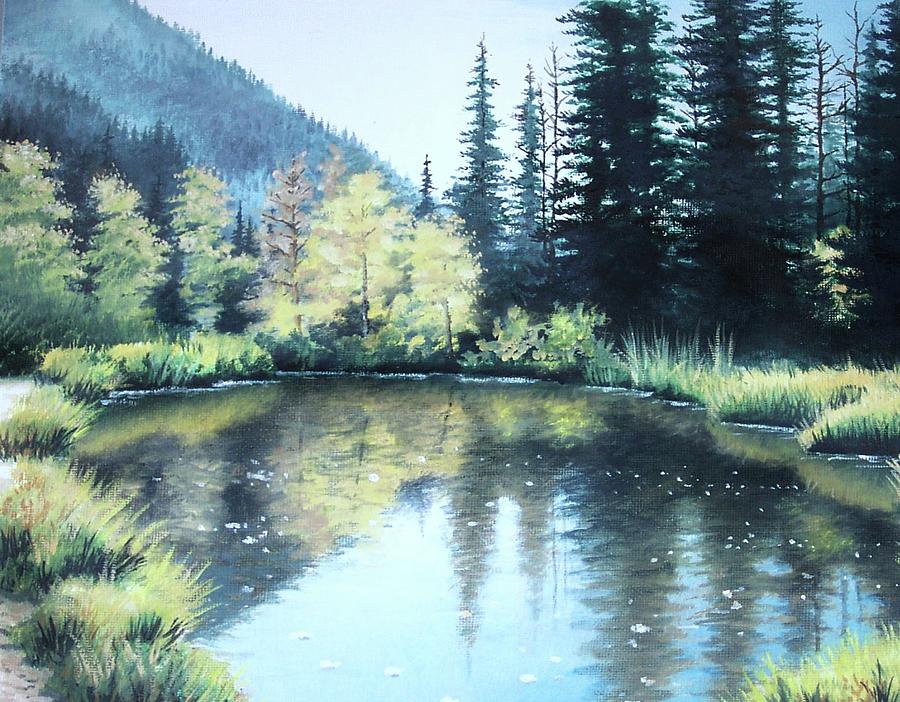 Snowbird ponds Painting by Mike Worthen
