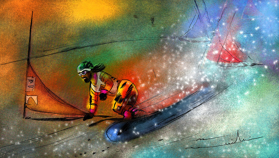 Snowboarding 02 Painting by Miki De Goodaboom