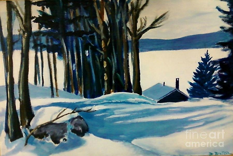 Snowed in on Half Moon Lake NH Painting by Debra Bretton Robinson