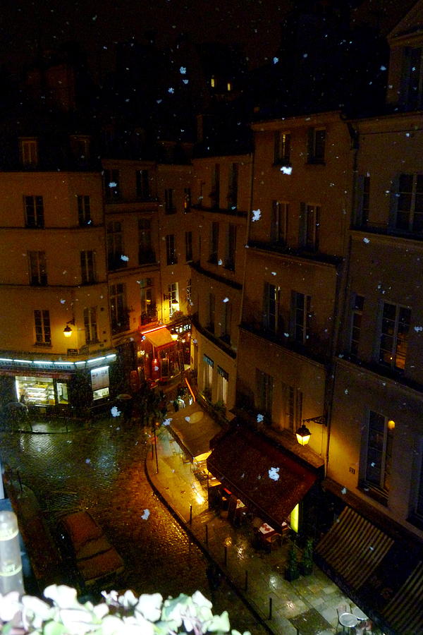 Snowfall in Paris Latin Quarter Photograph by Amelia Racca