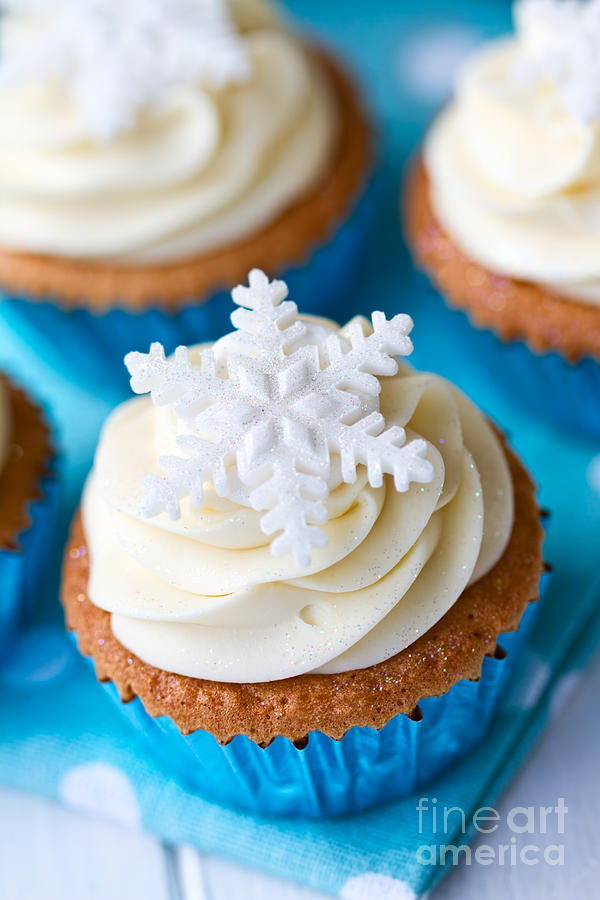 Christmas Photograph - Snowflake cupcakes by Ruth Black