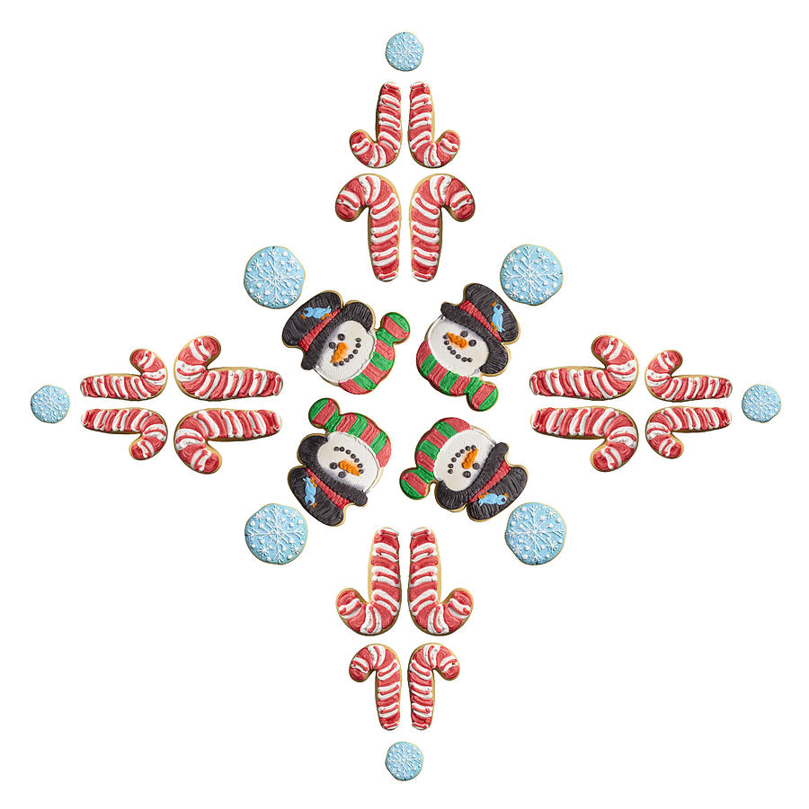 Snowman, Snowflake And Candy Cane Cookie Snowflake Photograph by Chris Stein